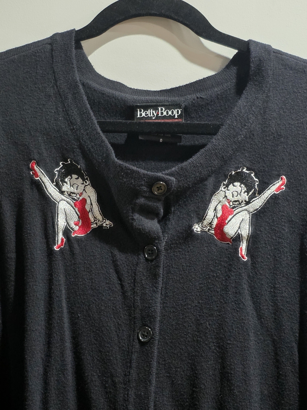 Torrid Black Betty Boop Embroidered Cardigan with Red And White Accents (SZ 0)